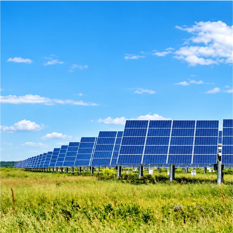 A solar array in open country
